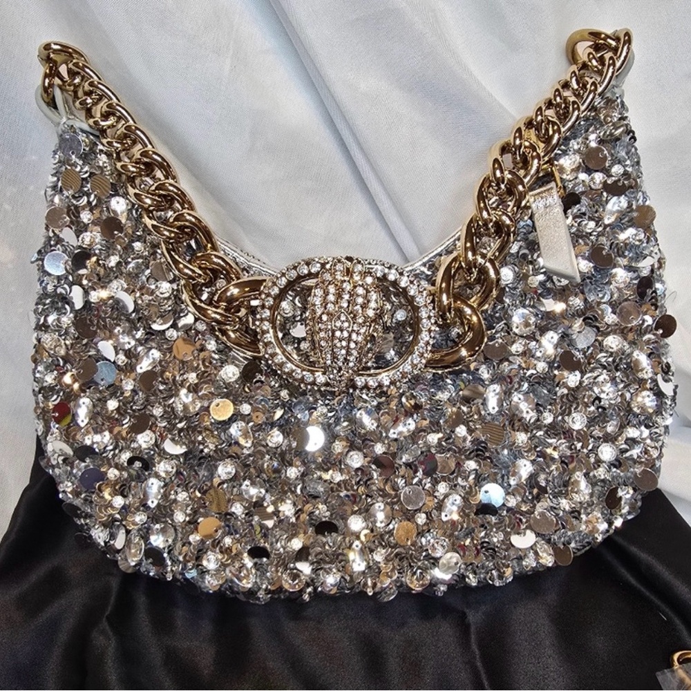NWT Kurt Geiger Small Sequin Chelsea Hobo Bag w/Chain